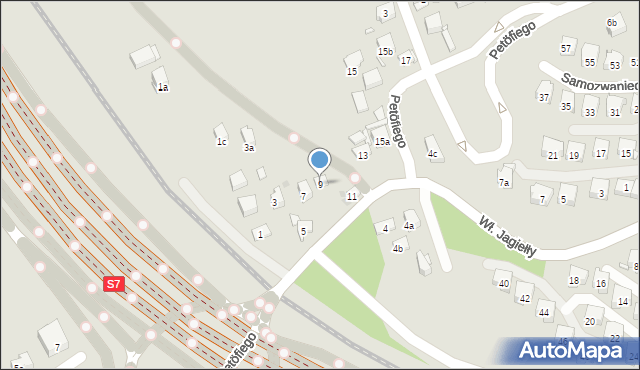 Kraków, Petöfiego Sandora, 9, mapa Krakowa