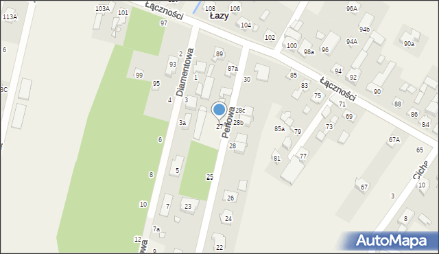 Łazy, Perłowa, 27, mapa Łazy