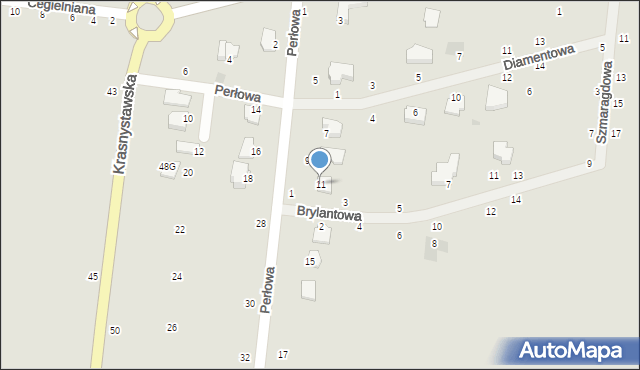 Łęczna, Perłowa, 11, mapa Łęczna