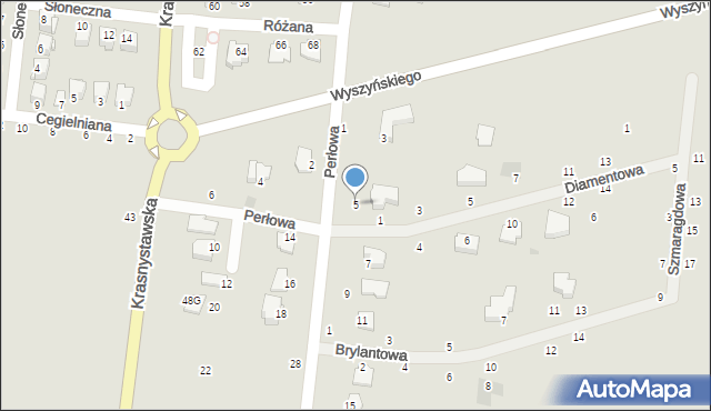 Łęczna, Perłowa, 5, mapa Łęczna