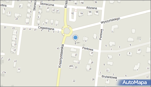 Łęczna, Perłowa, 6, mapa Łęczna