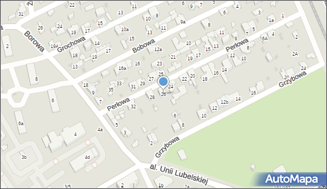 Łódź, Perłowa, 26, mapa Łodzi