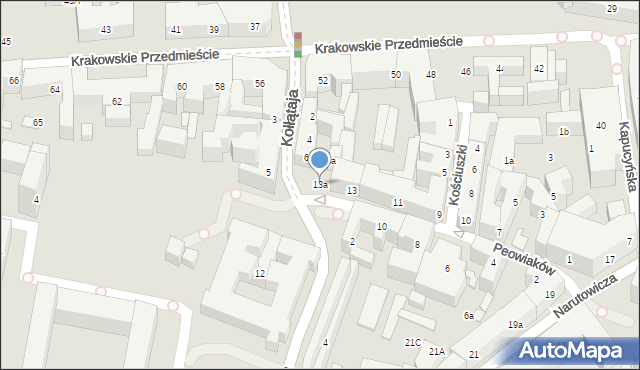 Lublin, Peowiaków, 13a, mapa Lublina