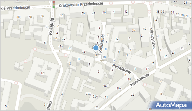 Lublin, Peowiaków, 9, mapa Lublina