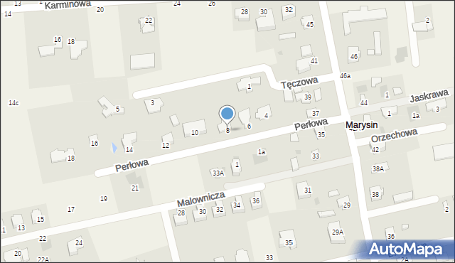 Marysin, Perłowa, 8, mapa Marysin
