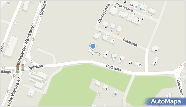 Ostrołęka, Pędzicha Stanisława, ks., 3, mapa Ostrołęka