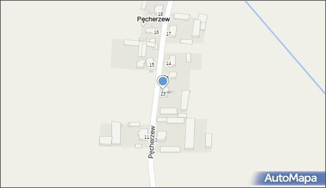 Pęcherzew, Pęcherzew, 13, mapa Pęcherzew