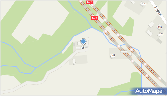 Pępice, Pępice, 167, mapa Pępice