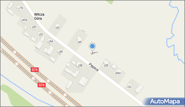Pępice, Pępice, 187, mapa Pępice