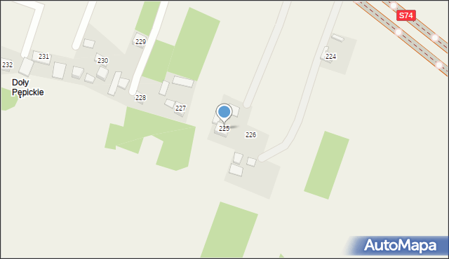 Pępice, Pępice, 225, mapa Pępice