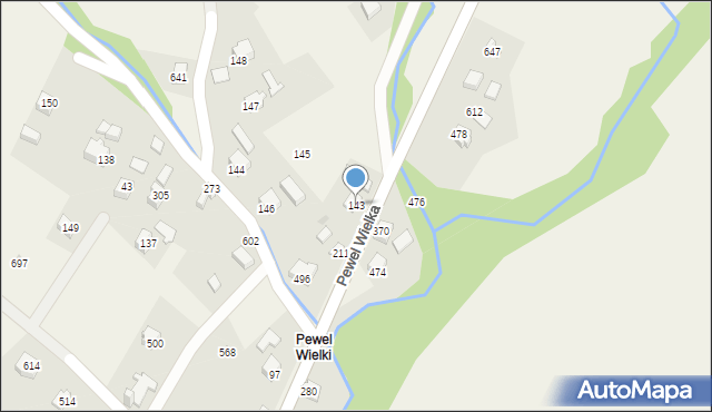 Pewel Wielka, Pewel Wielka, 143, mapa Pewel Wielka