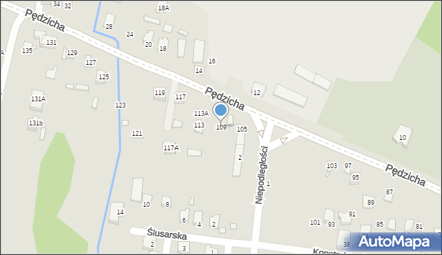 Poręba, Pędzicha Franciszka, ks., 109, mapa Poręba