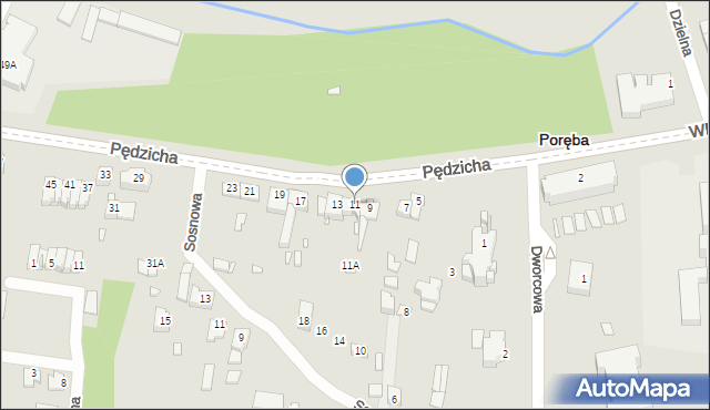 Poręba, Pędzicha Franciszka, ks., 11, mapa Poręba