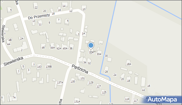 Poręba, Pędzicha Franciszka, ks., 32A, mapa Poręba