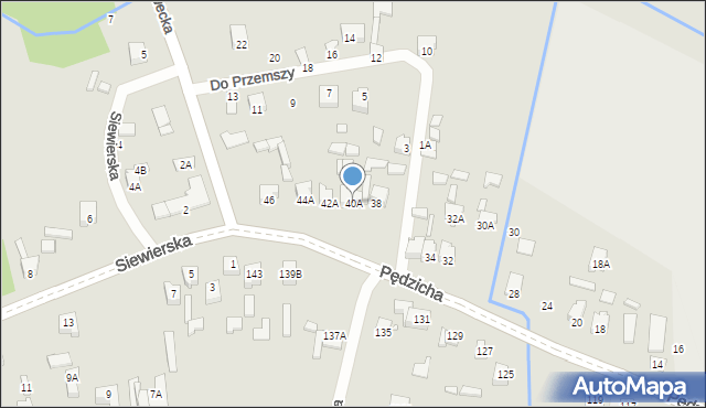 Poręba, Pędzicha Franciszka, ks., 40A, mapa Poręba