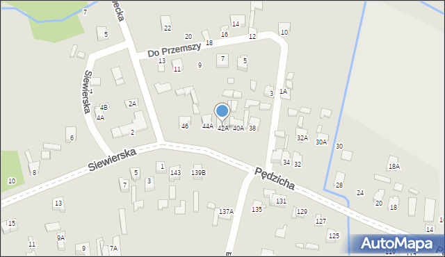 Poręba, Pędzicha Franciszka, ks., 42A, mapa Poręba