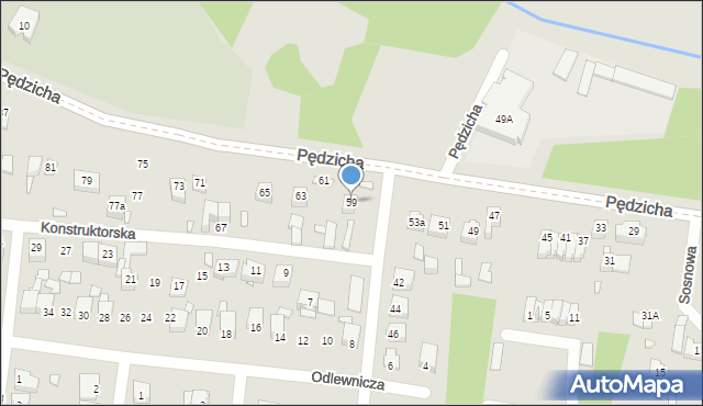 Poręba, Pędzicha Franciszka, ks., 59, mapa Poręba