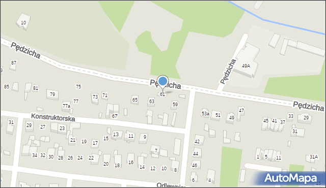 Poręba, Pędzicha Franciszka, ks., 61, mapa Poręba