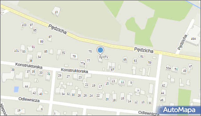 Poręba, Pędzicha Franciszka, ks., 73, mapa Poręba