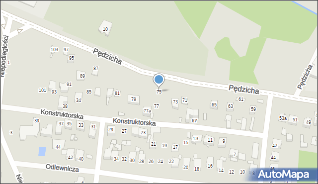 Poręba, Pędzicha Franciszka, ks., 75, mapa Poręba