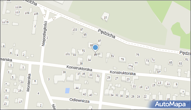 Poręba, Pędzicha Franciszka, ks., 85, mapa Poręba