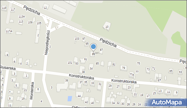 Poręba, Pędzicha Franciszka, ks., 89, mapa Poręba