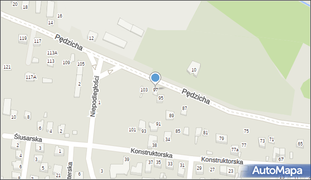 Poręba, Pędzicha Franciszka, ks., 97, mapa Poręba