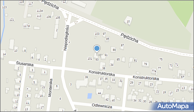 Poręba, Pędzicha Franciszka, ks., 99, mapa Poręba