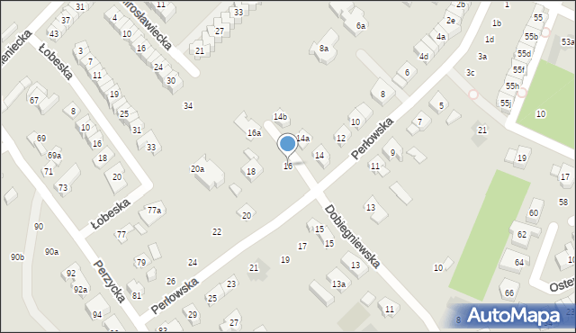 Poznań, Perłowska, 16, mapa Poznania