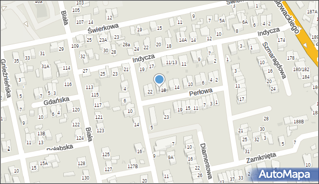 Radom, Perłowa, 20, mapa Radomia