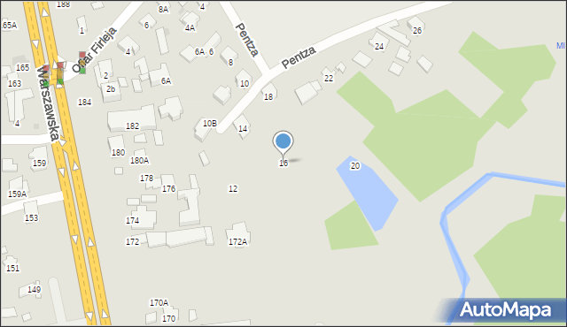 Radom, Pentza Jana, 16, mapa Radomia