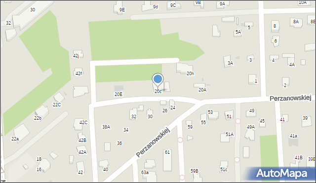 Radom, Perzanowskiej Stefanii, dr., 20c, mapa Radomia