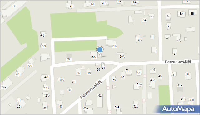 Radom, Perzanowskiej Stefanii, dr., 20ca, mapa Radomia