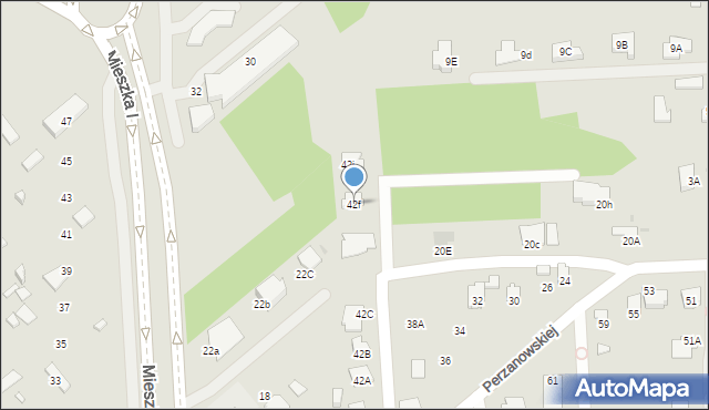 Radom, Perzanowskiej Stefanii, dr., 42f, mapa Radomia
