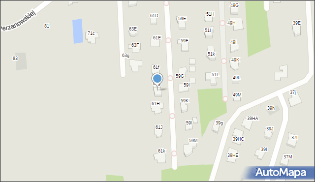 Radom, Perzanowskiej Stefanii, dr., 61ga, mapa Radomia