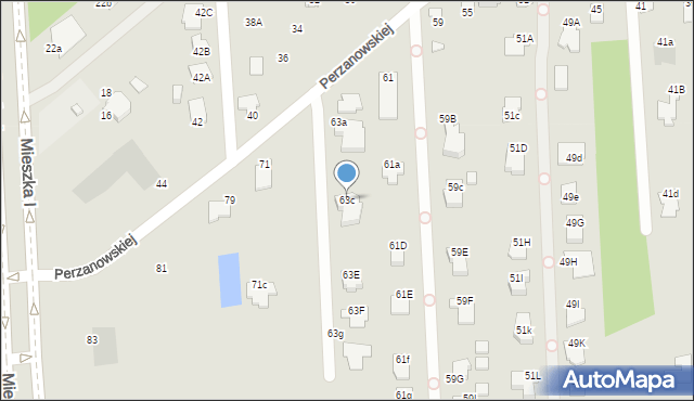 Radom, Perzanowskiej Stefanii, dr., 63c, mapa Radomia