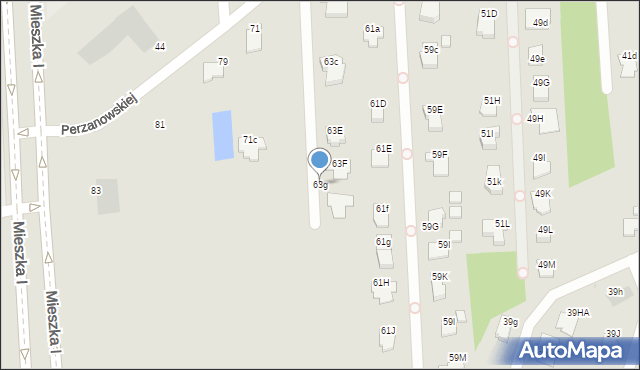Radom, Perzanowskiej Stefanii, dr., 63g, mapa Radomia