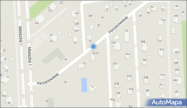 Radom, Perzanowskiej Stefanii, dr., 71, mapa Radomia