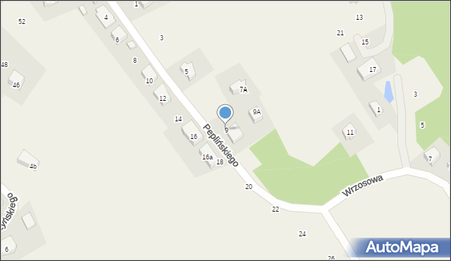 Sierakowice, Peplińskiego Antoniego, ks., 9, mapa Sierakowice