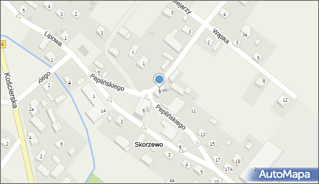 Skorzewo, Peplińskiego Franciszka, 9, mapa Skorzewo