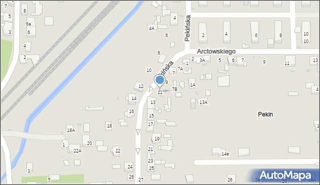 Sosnowiec, Pekińska, 11, mapa Sosnowca