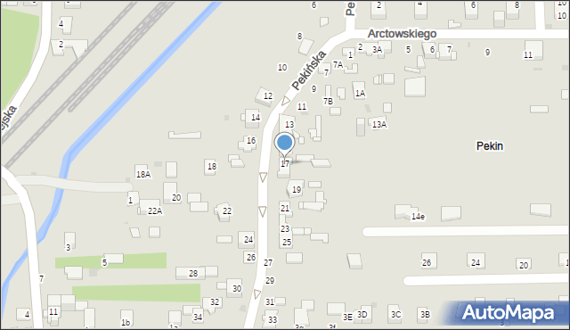 Sosnowiec, Pekińska, 17, mapa Sosnowca