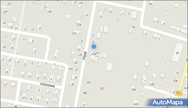 Suchedniów, Peck Emilii, 31a, mapa Suchedniów