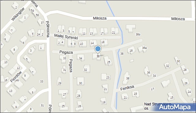 Szczecin, Pegaza, 36, mapa Szczecina
