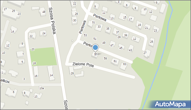 Szczecin, Perłowa, 57, mapa Szczecina