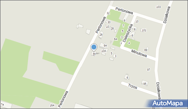 Warszawa, Perlonowa, 20, mapa Warszawy
