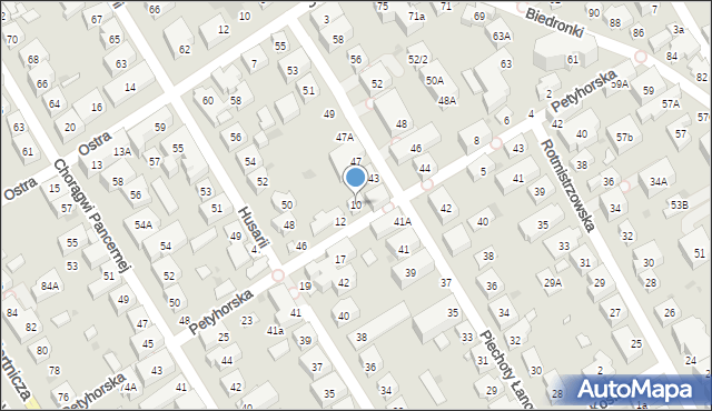 Warszawa, Petyhorska, 10, mapa Warszawy