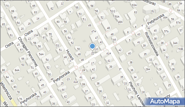 Warszawa, Petyhorska, 12, mapa Warszawy