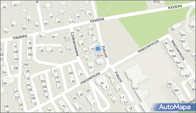 Warszawa, Petunii, 13, mapa Warszawy