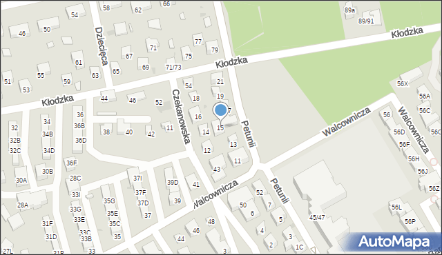 Warszawa, Petunii, 15, mapa Warszawy